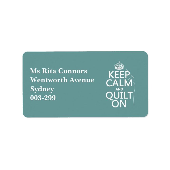 Keep Calm and Quilt On - available in all colours Label (Front)