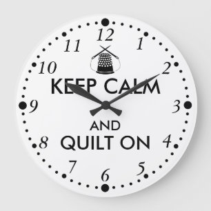 Keep Calm and Quilt On Sewing Thimble Needles Large Clock