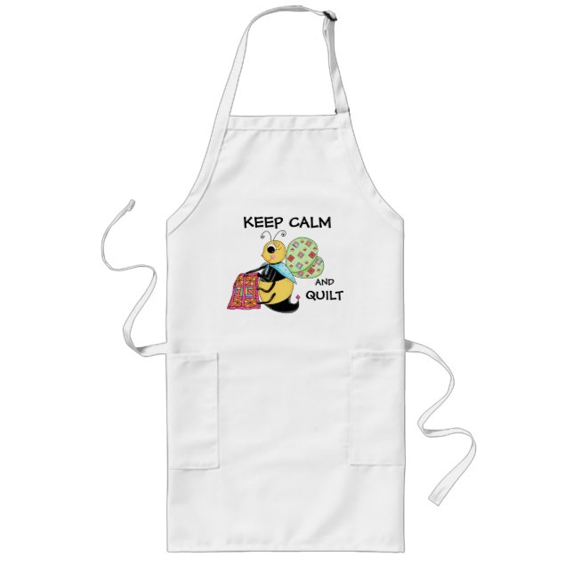 Keep Calm and Quilt Whimsy Honey Bee Art Long Apron (Front)
