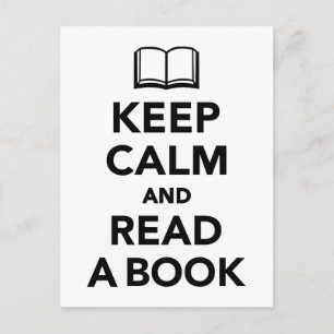 Keep calm and read a book postcard