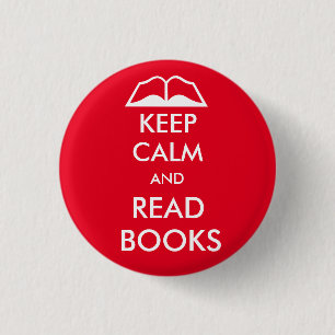 Keep calm and read books 3 cm round badge