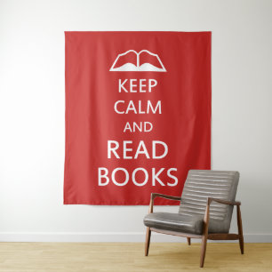 Keep calm and read books tapestry