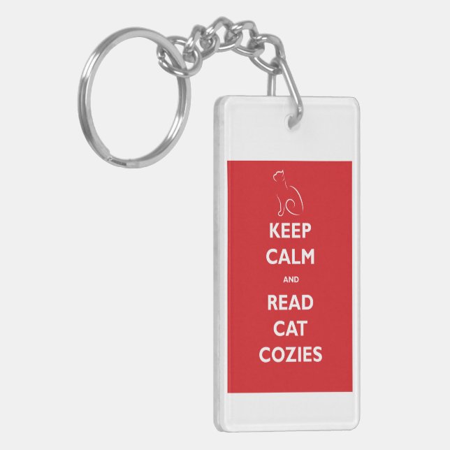 Keep Calm and Read Cat Cosies Acrylic Keychain (Front Left)