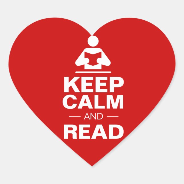 Keep Calm and Read Heart Sticker (Front)