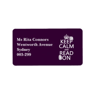 Keep Calm and Read On (in any colour) Label