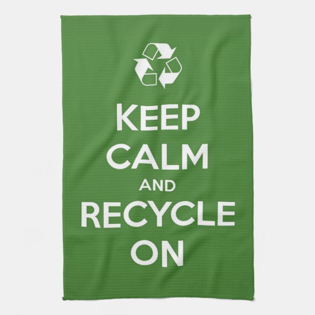 Keep Calm and Recycle On Tea Towel (Vertical)