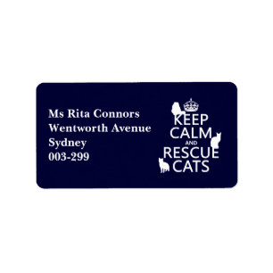 Keep Calm and Rescue Cats (in any colour) Label