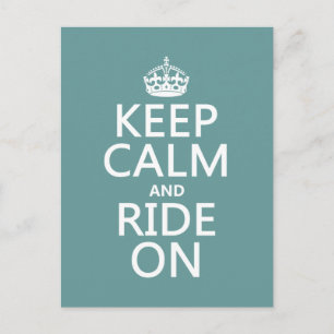 Keep Calm and Ride On, customisable Postcard