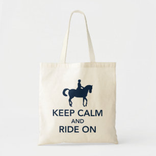 Keep Calm and Ride On Dressage Navy Blue Tote Bag