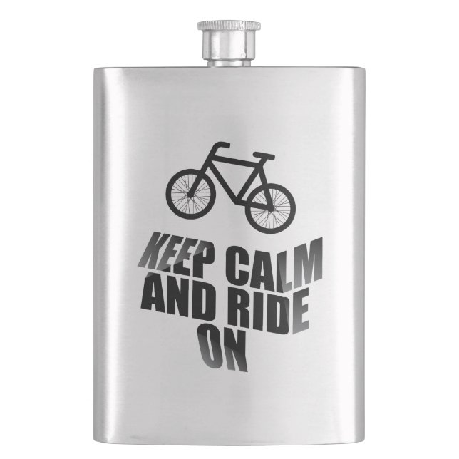 Keep calm and ride on hip flask (Front)