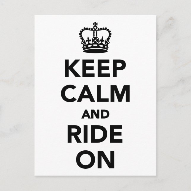Keep calm and ride on postcard (Front)