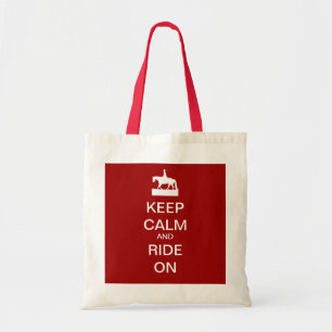 Keep calm and ride on tote bag
