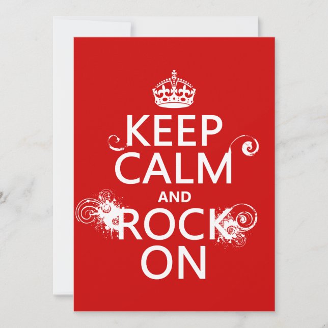 Keep Calm and Rock On (any background colour) Invitation (Front)