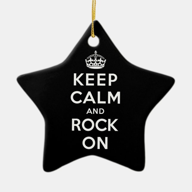 Keep Calm and Rock On Ceramic Tree Decoration (Front)