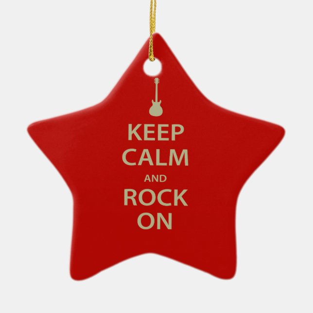 Keep Calm and Rock On! Ceramic Tree Decoration (Front)
