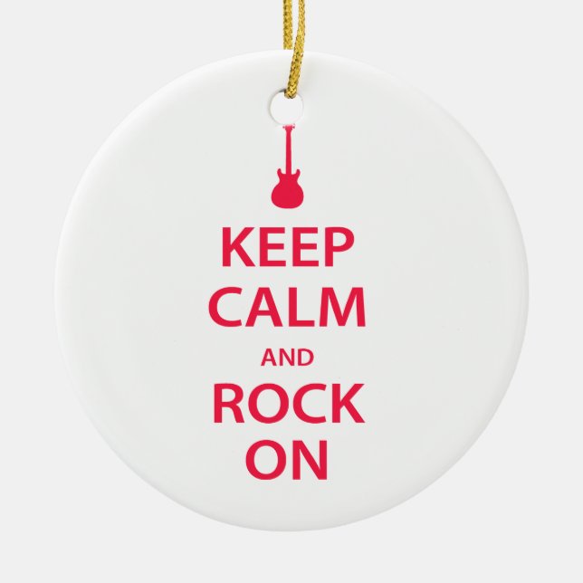 Keep Calm and Rock On! Ceramic Tree Decoration (Front)