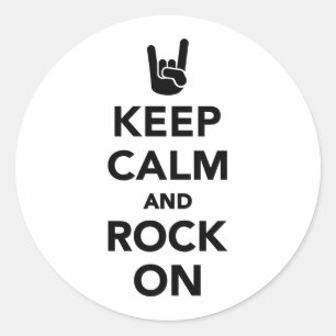 Keep calm and Rock on Classic Round Sticker