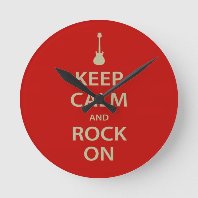 Keep Calm and Rock On! Round Clock (Front)