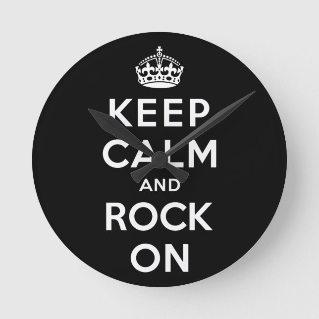 Keep Calm and Rock On Round Clock (Front)
