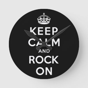 Keep Calm and Rock On Round Clock