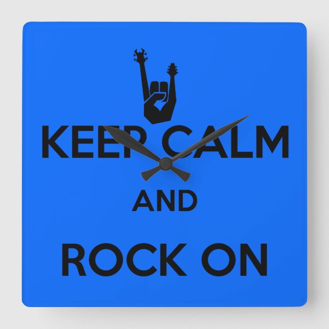 Keep calm and rock on square wall clock (Front)