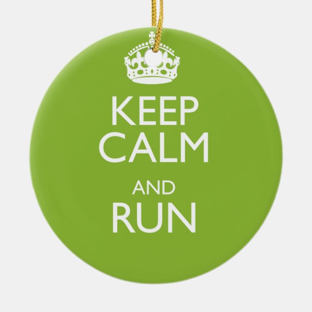 KEEP CALM AND RUN CERAMIC TREE DECORATION (Front)