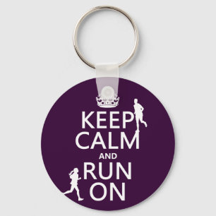 Keep Calm and Run On (customisable colours) Key Ring