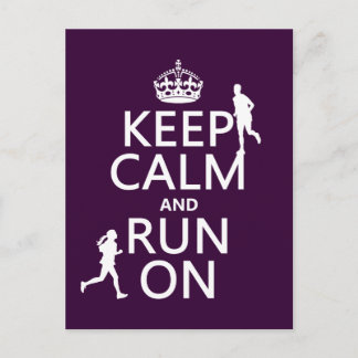 Keep Calm and Run On (customisable colours) Postcard