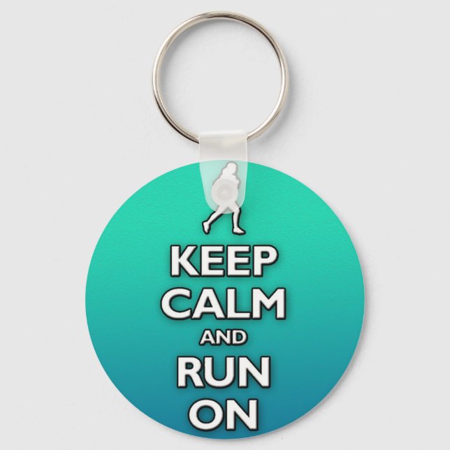 keep calm and run on key ring (Front)