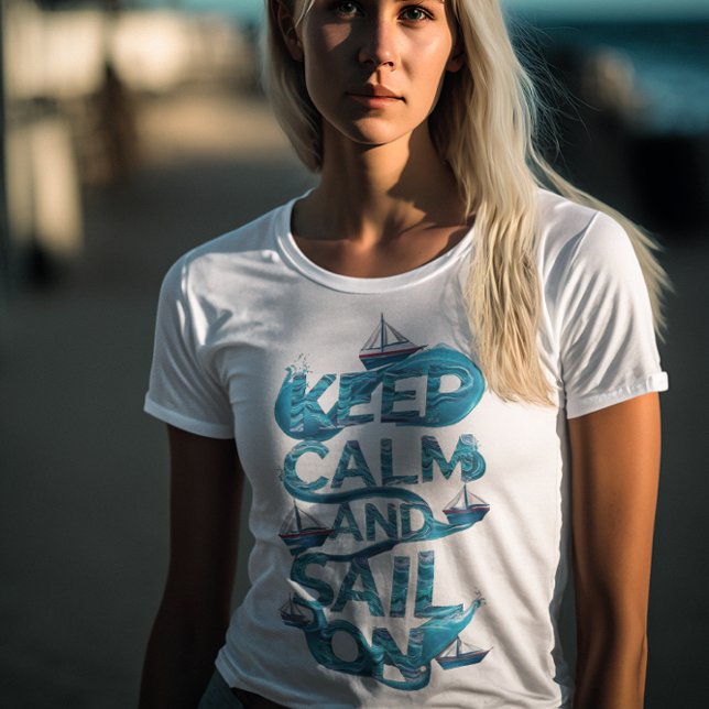 Keep Calm and Sail On With Ocean Waves Graphic T-Shirt (Creator Uploaded)