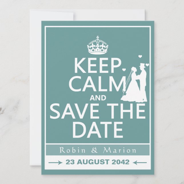 Keep Calm and Save the Date (fully customisable) (Front)