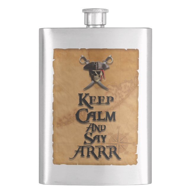 Keep Calm And Say ARRR Hip Flask (Front)