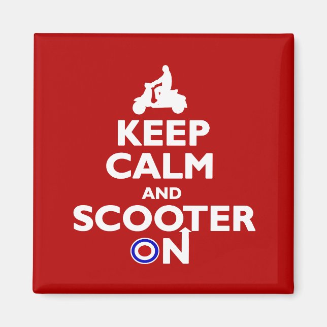 Keep calm and scooter on Red White Magnet (Front)