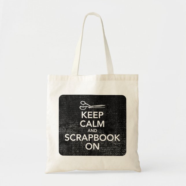 Keep Calm and Scrapbook On Tote 2, Inverted Black (Front)