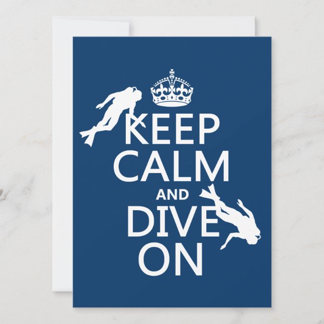 Keep Calm and (scuba) Dive On (in any colour) Invitation (Front)