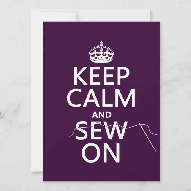 Keep Calm and Sew On (in all colours) Invitation (Front)