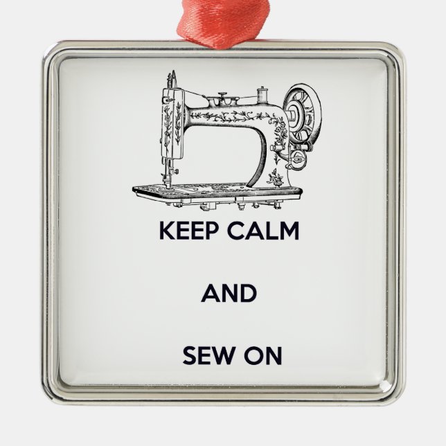 Keep Calm and Sew On Metal Tree Decoration (Front)