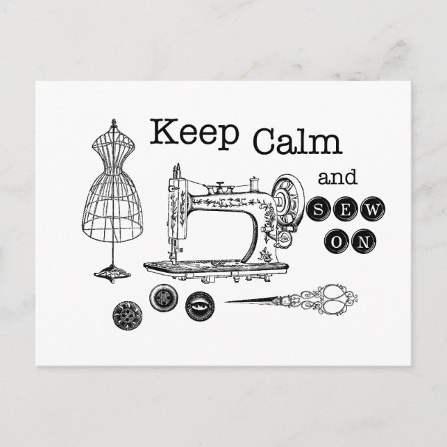 Keep calm and Sew on Postcard (Front)