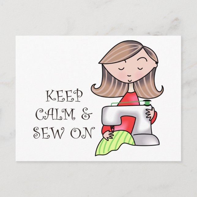 Keep Calm and Sew On Postcard (Front)