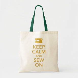 Keep Calm and Sew On Yellow Tote Bag