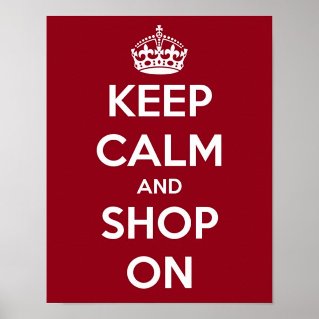 Keep Calm and Shop On Red Poster (Front)