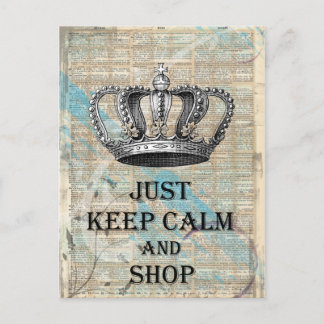 Keep Calm and Shop Vintage Abstract Art Design Postcard