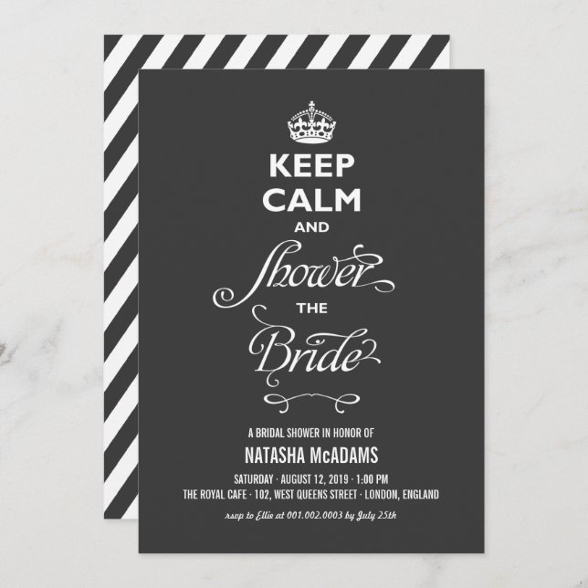 Keep Calm And Shower The Bride Funny Bridal Shower Invitation (Front/Back)