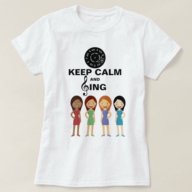 Keep Calm and Sing Barbershop Modern Young  Women T-Shirt (Design Front)