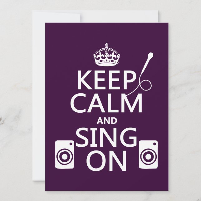 Keep Calm and Sing On (Karaoke) Invitation (Front)