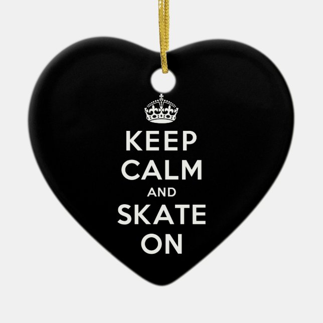 Keep Calm and Skate On Ceramic Tree Decoration (Front)