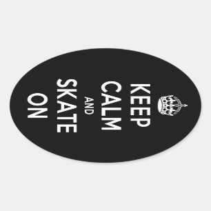 Keep Calm and Skate On Oval Sticker