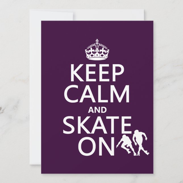 Keep Calm and Skate On (rollerskaters) Invitation (Front)