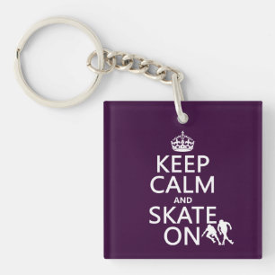 Keep Calm and Skate On (rollerskaters) Key Ring