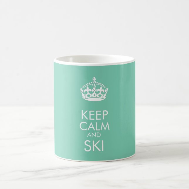 Keep calm and ski - customise text and colour coffee mug (Center)